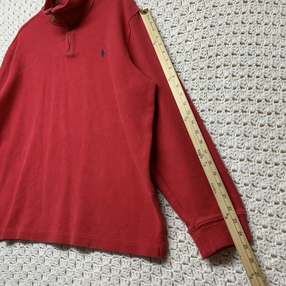 Polo Ralph Lauren‎ Sweatshirt Mens XL Red  1/4 Zip Pullover Adult 100%Cotton Vtg